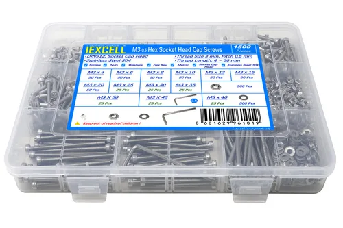 Miniatura 28 de iexcell 25 piezas M4 x 60/65/70/75/3.150 in paso de rosca 0.028 in acero inoxidable 304 cabeza hexagonal Tornillos Tornillos surtido Kit