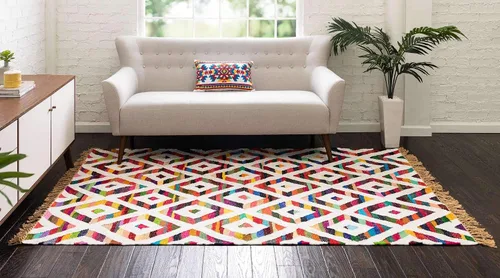 Miniatura 4 de Unique Loom Chindi Trellis Collection - Alfombra geométrica, suroeste, diamantes, colores brillantes