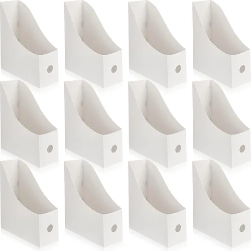 Miniatura 9 de Geyee Paquete de 12 soportes de plástico para archivadores de revistas, organizador de escritorio para revistas, cajas de archivos resistentes