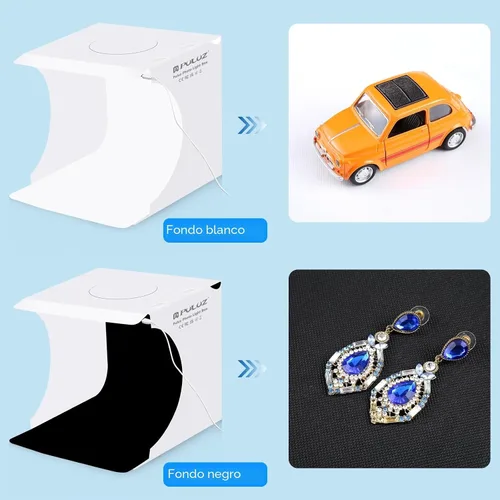 Miniatura 3 de PULUZ Mini Caja de Luz, Caja de Luz de Mesa de 9" para Fotografía, Caja de Luz Portátil de 20 LED para Estudio Fotográfico con Tienda de Campaña y 2