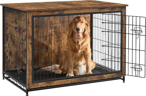 Miniatura 15 de Feandrea Muebles de jaula para perros, mesa auxiliar auxiliar de 38.6 pulgadas, moderna perrera para perros de interior de hasta 70 libras, jaula