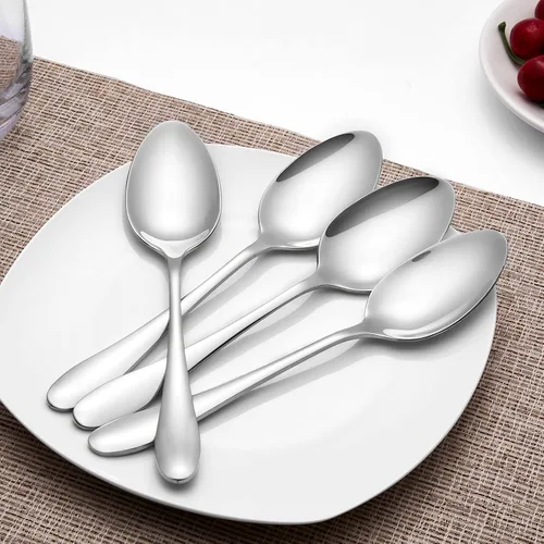 Miniatura 4 de Aebeky Cuchara de cena de acero inoxidable de 12 piezas, cucharadas grandes, 8 pulgadas (12 piezas)
