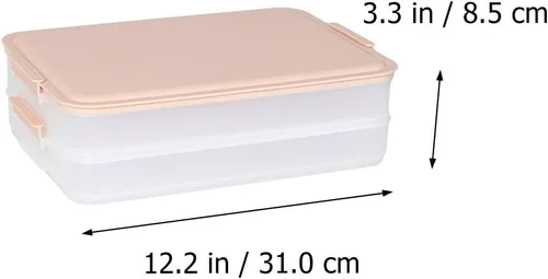 Miniatura 2 de Hemoton Caja de bola de masa hermética apilable de 2 capas con tapas, 12.20 x 8.66 x 3.34 pulgadas, almacenamiento versátil para el hogar fresco