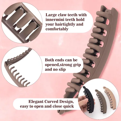 Miniatura 3 de 3 pinzas para el pelo de plátano para mujer, horquilla clásica de doble peine, accesorios antideslizantes para cabello grueso, fino, largo, corto