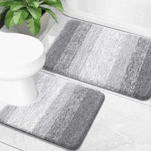 Miniatura 21 de OLANLY Juego de 2 alfombras de baño de microfibra suave y absorbente, antideslizantes, se pueden lavar y secar a máquina, alfombras de baño peludas