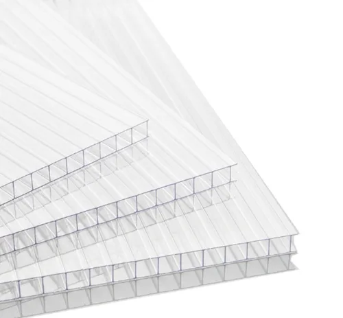 Paquete de 6 paneles transparentes de policarbonato de pared doble de 24 x 48 pulgadas, 0.315 in, flexibles en frío, transparentes, fuertes impactos