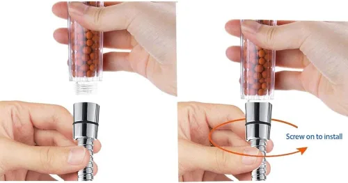 Miniatura 8 de Cabezal de ducha filtrado con mango de MineralStream, cabezal de ducha de alta presión con manguera y cuentas de filtro para agua dura con ajustes
