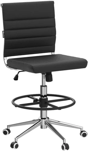 Miniatura 5 de Okeysen - Silla de dibujo sin brazos, silla de oficina ergonómica de cuero de 400 libras con anillo de pie ajustable, moderna silla de escritorio
