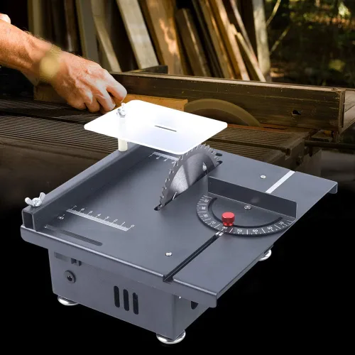 Miniatura 3 de Sierra superior de banco, mini sierra de mesa de 100 W, banco de carpintería de hoja circular, máquina de herramientas de corte de manualidades