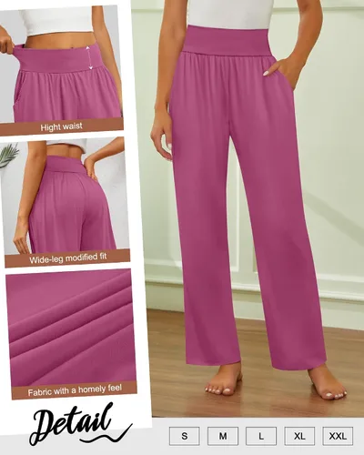Miniatura 85 de Neer - Conjunto de 3 pantalones de yoga de pierna ancha para mujer - Pantalones deportivos cómodos, holgados, de cintura alta y casuales