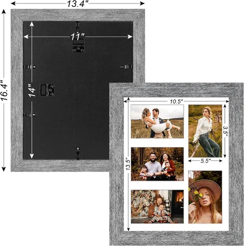Miniatura 62 de Marcos de Fotos Collage de 13.5X15.5 con 7 Aberturas para Fotos de 4X6, Marco de Fotos Múltiples con Paspartú para Decoración de Pared, Grano