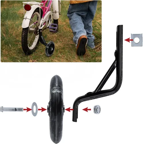 Miniatura 3 de Par de ruedas auxiliares de bicicleta para niños, accesorios para bicicletas de 12 "14" 16", ruedas de entrenamiento flash Negro