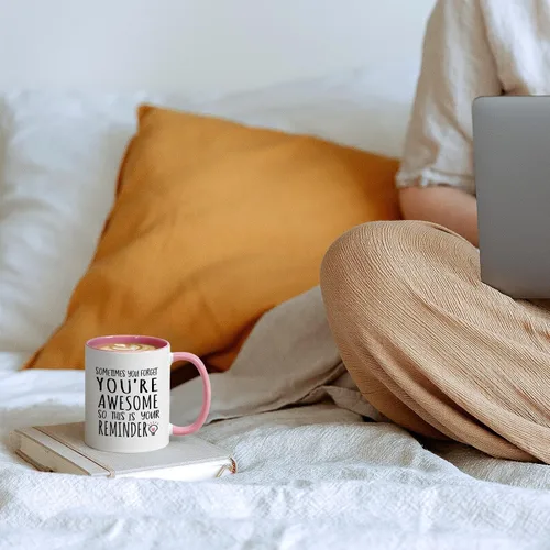Miniatura 4 de YHRJWN - Taza de café Sometimes You Forget You're Awesome - Regalos inspiradores de amistad de cumpleaños para mujeres, compañeras de trabajo