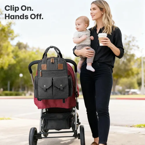 Miniatura 5 de JSTPRO Mochila para pañales – Bolsa de pañales grande con cambiador portátil como regalo de baby shower, bolsa de viaje unisex ligera e impermeable