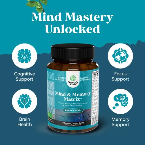 Miniatura 4 de Suplemento cerebral nootrópico para mejorar la memoria y el enfoque, vitaminas para la salud mental y la claridad con VIT A, B6, riboflavina
