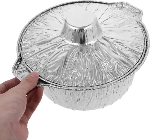 Miniatura 7 de COHEALI Ollas desechables de papel de aluminio con tapas de 10.03 x 8.66 x 3.74 pulgadas, bandejas de almacenamiento de alimentos para barbacoa