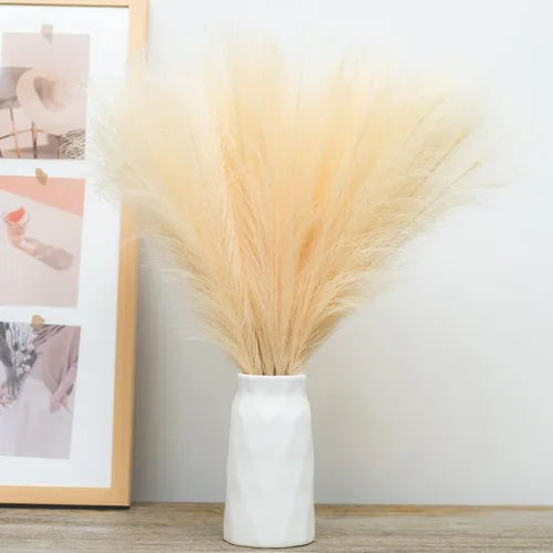 Miniatura 15 de Hierba de pampa sintética decorativa, 18 pulgadas/45 cm, hierba artificial de pampas esponjosa, arreglo floral pomposo de 6 tallos para decoración