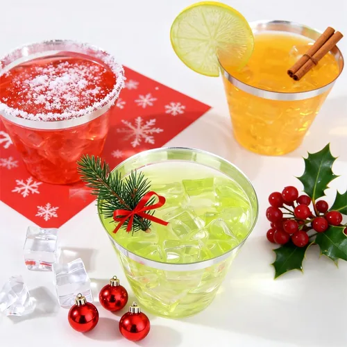 Miniatura 3 de WELLIFE 120 vasos de plástico desechables plateados, vasos de plástico transparente de 9 onzas, vasos de vino desechables para fiestas H-Llanta