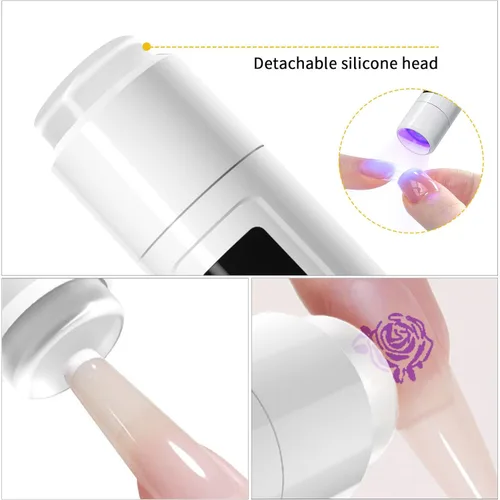 Miniatura 2 de Luz UV de mano con cabezal de sellado de uñas, lámpara LED portátil de 3 W, secador de uñas USB recargable inalámbrico con sello de silicona