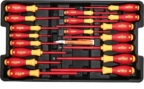 Miniatura 5 de Wiha 32800, juego de herramientas aisladas con destornilladores, llaves para tuercas, alicates, cortadores, regla, cuchillo y dados en estuche