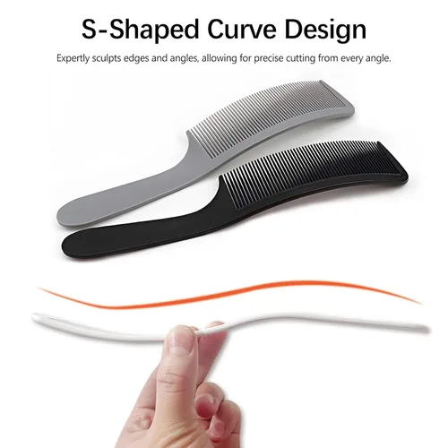 Miniatura 5 de Juego de 3 piezas de peine de peluquero curvado en negro, blanco, gris: perfecto para cortes de pelo profesionales y peinado, diseño ergonómico