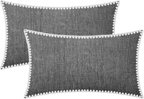 Miniatura 78 de BRAWARM Fundas de almohada 40x40 cm - Paquete de 2 fundas de almohada de chenilla negra, fundas de almohada de chenilla suave teñida sólida