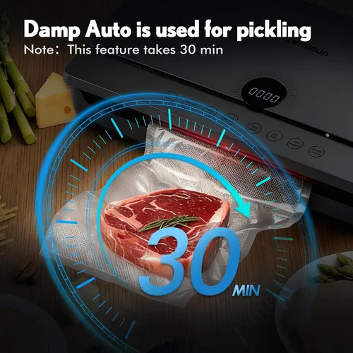 Miniatura 5 de Sellador al vacío para alimentos 90Kpa Potente máquina de sellado al vacío 7 en 1 modos con bolsa de almacenamiento de frescura Potente
