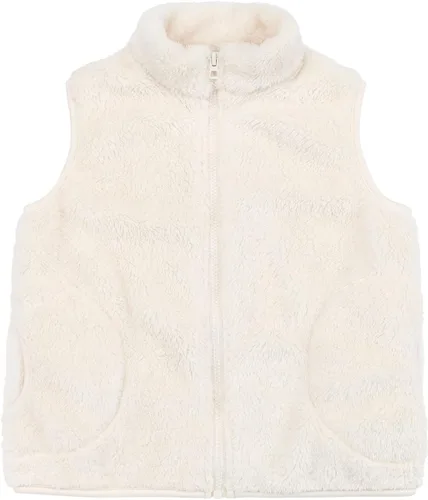 JESKIDS Chaleco de forro polar Sherpa para niñas, ligero, color liso, linda chaqueta con bolsillos de 2 a 11 años