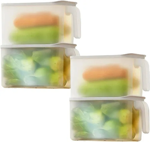 Miniatura 9 de Paquete de 2 recipientes de almacenamiento de plástico divididos para verduras con tapas y asas para almacenamiento de refrigerador, cajas