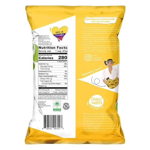 Miniatura 9 de ARTISAN TROPIC Tiras de plátano naturalmente dulces, paquete de 8, 2 onzas, vegano, paleo y sin gluten, bolsas individuales, aperitivos saludables