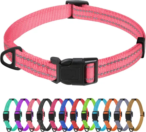 Miniatura 12 de TagME Collares de nailon reflectantes para perros, collar ajustable clásico para mascotas con hebilla de liberación rápida para perros pequeños