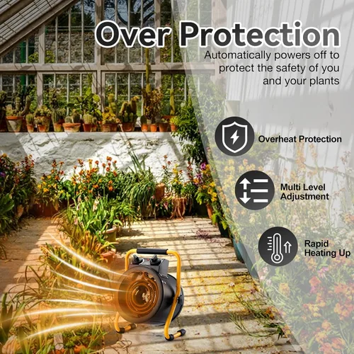 Miniatura 5 de Calentador de invernadero con termostato digital, calentadores eléctricos para exteriores de 1500 W para patio, calentamiento rápido, protección