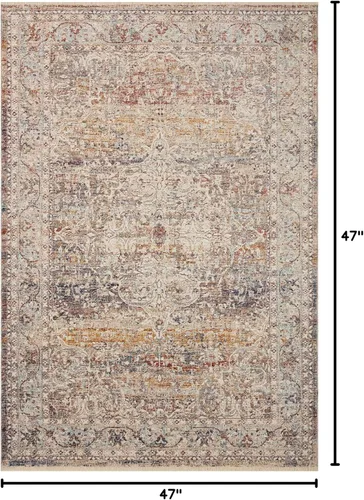 Miniatura 2 de Loloi Sorrento Collection SOR-04 Natural/Multi - Alfombra decorativa redonda de 3 pies y 11 pulgadas x 3 pies y 11 pulgadas