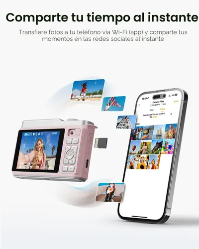 Miniatura 7 de Cámara digital para niños con lente dual de conmutación, 64MP 4K Point and Shoot Cámara con tarjeta de 32 GB, zoom 16X antivibración, cámaras