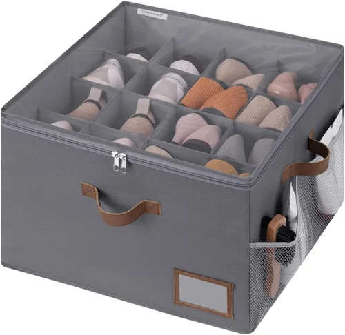 Miniatura 12 de StorageWorks Organizador de Zapatos para Armario, Cabe hasta 16 Pares, Contenedores de Almacenamiento de Zapatos Cubby con Bolsillo Lateral de Malla