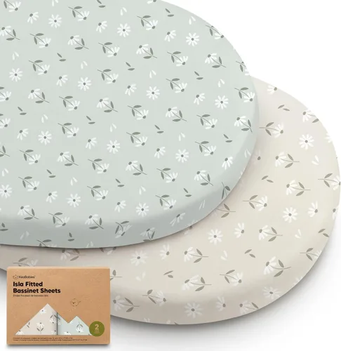 Miniatura 12 de Paquete de 2 sábanas de moisés para bebé niña y niño - 33x17 viscosa derivada de bambú, sábanas ajustables para colchón de moisés junto a la cama