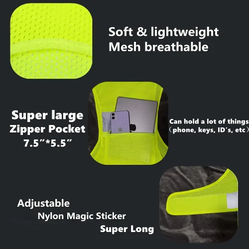 Miniatura 3 de Chaleco reflectante de seguridad para correr con bolsillo para correr, andar en bicicleta