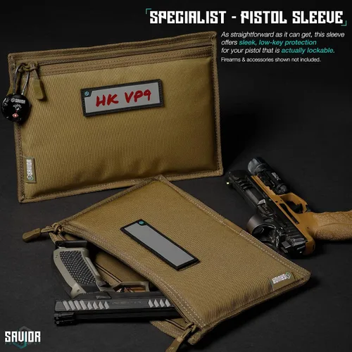 Miniatura 2 de Savior Equipment Funda táctica 600D para arma de fuego, funda suave con parche reflectante para bolsa de gama Specialist Series, cremalleras