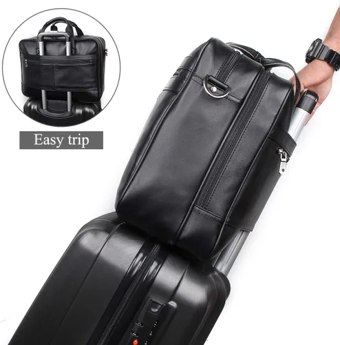 Miniatura 2 de Augus Maletín de Cuero Genuino para Viaje de Negocios, Bolsas Duffel para Hombre, Bolsa para Laptop que se ajusta a portátiles de 15.6 pulgadas