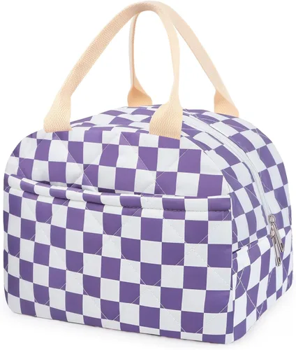 Miniatura 10 de Lonchera acolchada de algodón aislada, bonita bolsa acolchada con estampado floral, reutilizable, aislada, coqueta, de gran capacidad, hielera