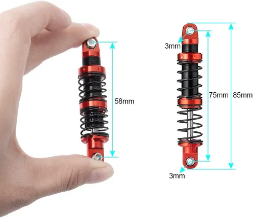 Miniatura 2 de Que-T Amortiguador de metal 4pcs para 1/10 RC Crawler Car SCX10 D90 TRX4 TRX6 (2.953 in)