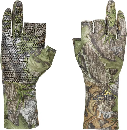 Miniatura 12 de North Mountain Gear Guantes de caza de camuflaje para hombre, sin dedos, forro de guante ligero Mossy Oak Bottomland