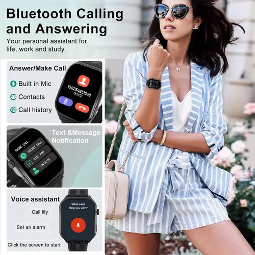 Miniatura 2 de AOC Reloj inteligente con pantalla AMOLED de 1.95 pulgadas, llamada ChatGPT AI y Bluetooth, rastreador de actividad física para mujeres y hombres
