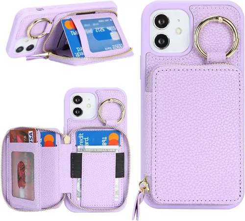Miniatura 23 de Funda compatible con iPhone Air Wallet con tarjetero para iPhone Air, funda con cremallera y ranura para mujer, 5G de 6.5 pulgadas, color oro rosa