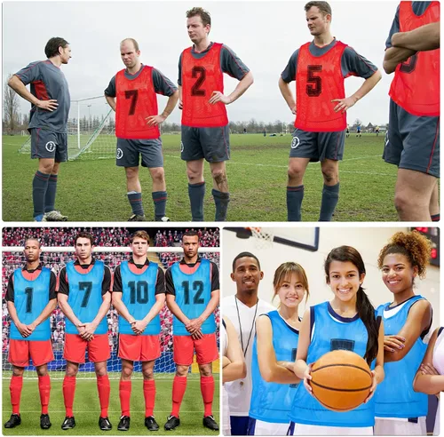 Miniatura 6 de Vabean Paquete de 24 Chalecos de Malla de Nailon para Práctica de Equipo Scrimmage Petos Camisetas Chaleco de Entrenamiento para Deportes de Adultos