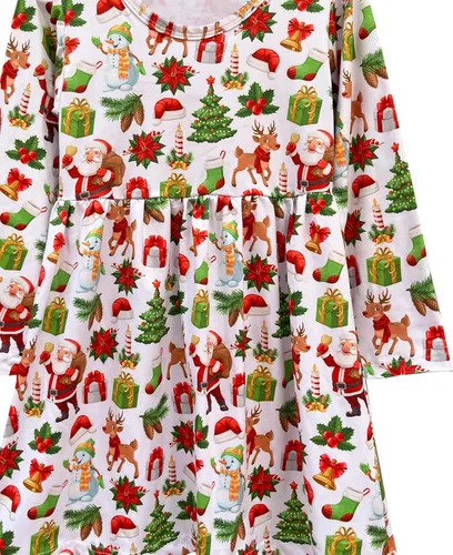 Miniatura 6 de Vestido de Navidad para niña pequeña, muñeco de nieve, árboles de Navidad, camión, a cuadros, reno, Papá Noel, vestido de invierno hasta la rodilla