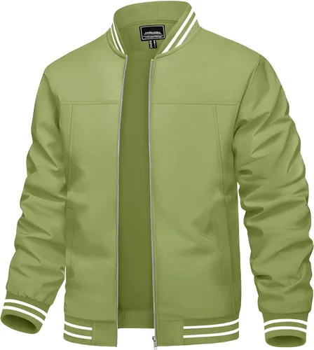 Miniatura 18 de TACVASEN Chaqueta ligera para hombre, casual, primavera, otoño, cortavientos, bombardero, con cremallera, abrigo con bolsillo