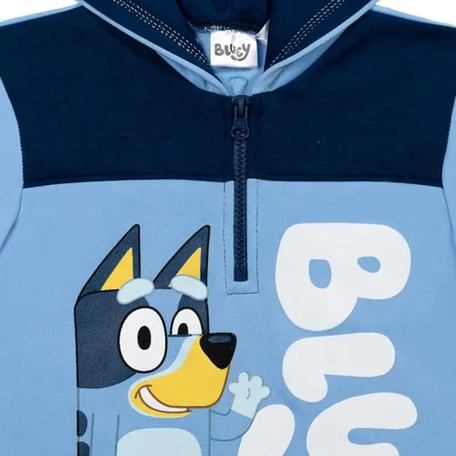 Miniatura 4 de Bluey Sudadera con capucha de forro polar con media cremallera para niños pequeños a grandes Azul