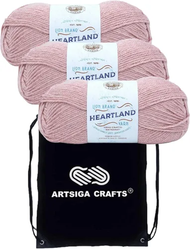 Lion Brand Heartland Capitol Reef 136-140 (3 cadejos - mismo lote de tinte) Hilo estambre medio #4 acrílico para crochet y tejer con bolsa para