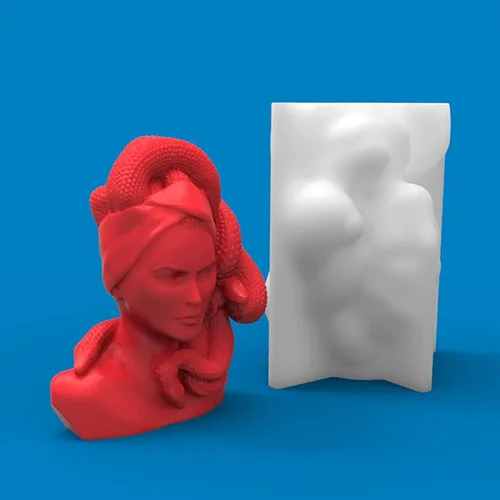 Miniatura 5 de Grainrain Moldes de velas de figuras, moldes de pilar – Gorgon Medusa – Moldes de silicona de fundición de resina para decoración del hogar